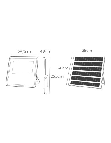Foco proyector solar slim 300w 2.500lm 6.500k