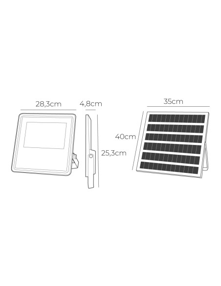 Foco proyector solar slim 300w 2.500lm 6.500k