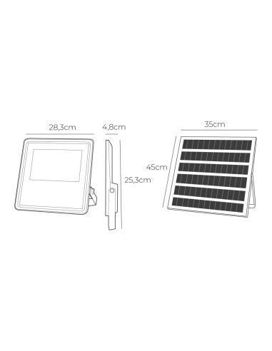 Foco proyector solar slim 400w 3.500lm 6.500k