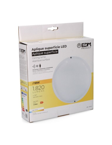 Aplique led redondo con sensor crepuscular y de...
