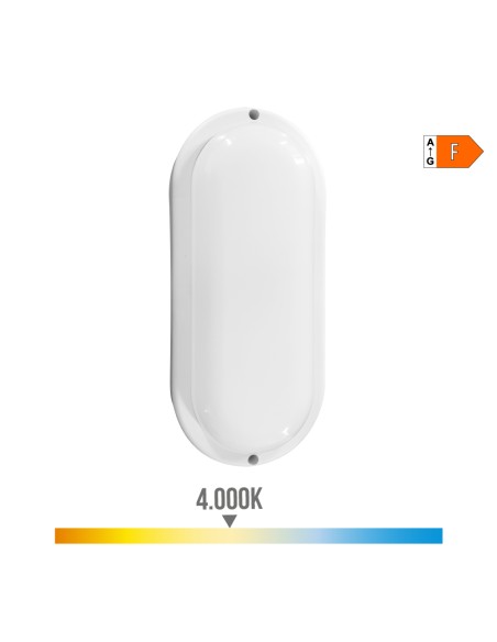 Aplique led oval con sensor crepuscular y de movimiento 18 w 1820 lm 4.000 k 10,2 x 4,5 x 23 cm