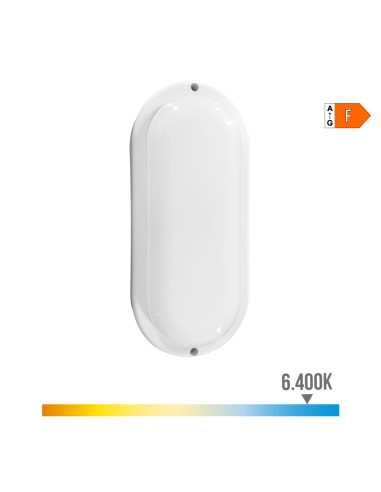 Aplique led oval con sensor crepuscular y de movimiento 18 w 1820 lm 6.400 k 23 x 10,2 x 4,5 cm