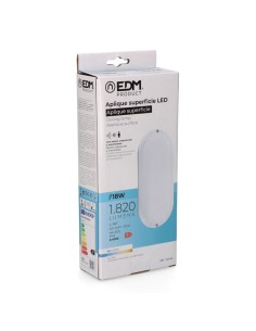 Aplique led oval con sensor crepuscular y de movimiento 18 w 1820 lm 6.400 k 23 x 10,2 x 4,5 cm 2