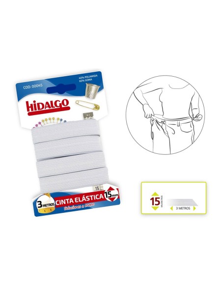 Blister cinta elástica 15mmx3mts.blanco hidalgo