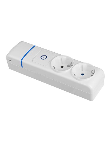 Base múltiple de 2 tomas 2p+t, 16 a 250 v con interruptor luminoso.