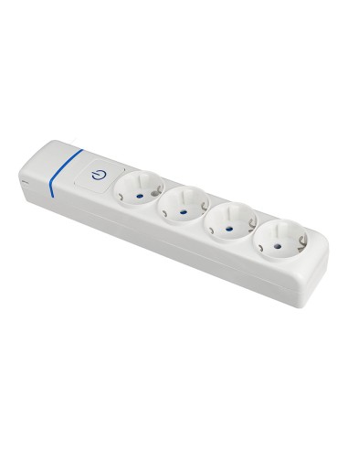 Base múltiple de 4 tomas 2p+t, 16 a 250 v con interruptor luminoso.