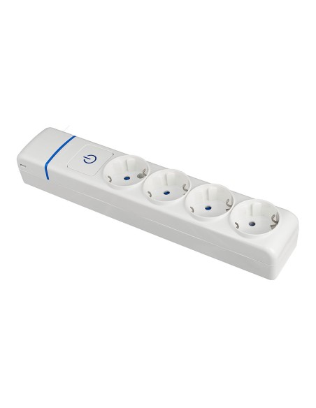 Base múltiple de 4 tomas 2p+t, 16 a 250 v con interruptor luminoso.