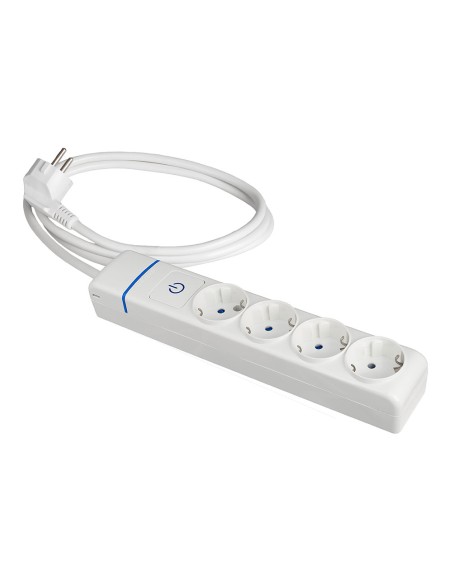 Prolongador con 4 tomas 2p+t, 16a 250v con interruptor luminoso, cable 1, 5 m.