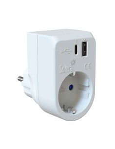 Adaptador 2p+t, 16a 250v. +usb a+usbc 3a 5vdc. 860usbac solera