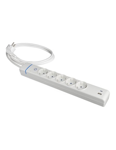 Prolongador con 5 tomas 2p+t, 16 a 250 v. máx.3680 w 850°c gwt.