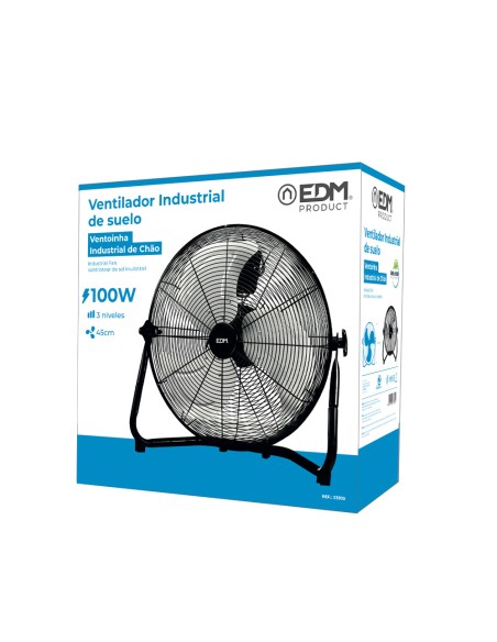 Ventilador industrial de suelo. color negro 100w aspas ø45 x 54 cm