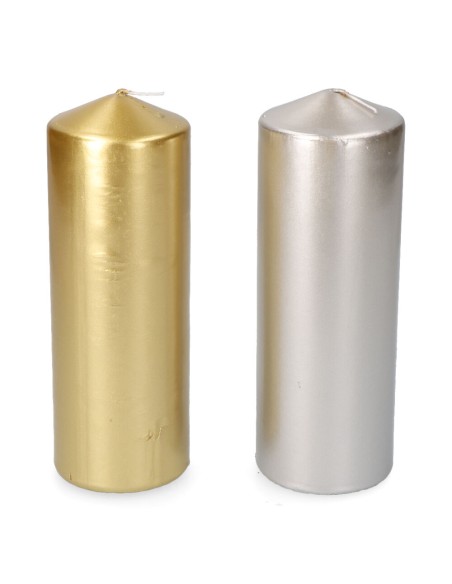 Vela dorada/plateada ø7x20cm colores surtidos