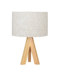 Lámpara mesa e27 madera y tela (bombilla no incluida)