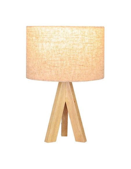 Lámpara mesa e27 madera y tela (bombilla no incluida)