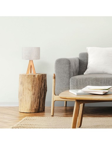 Lámpara mesa e27 madera y tela (bombilla no...