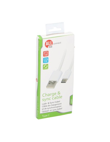 Cable usb-a a usb-c 1,2 m blanco