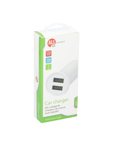 Cargador de automóvil 2,1a, 2usb 12/24v all ride