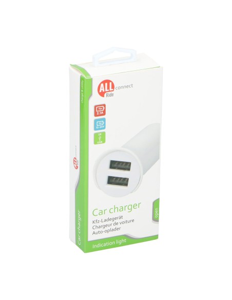 Cargador de automóvil 2,1a, 2usb 12/24v all ride