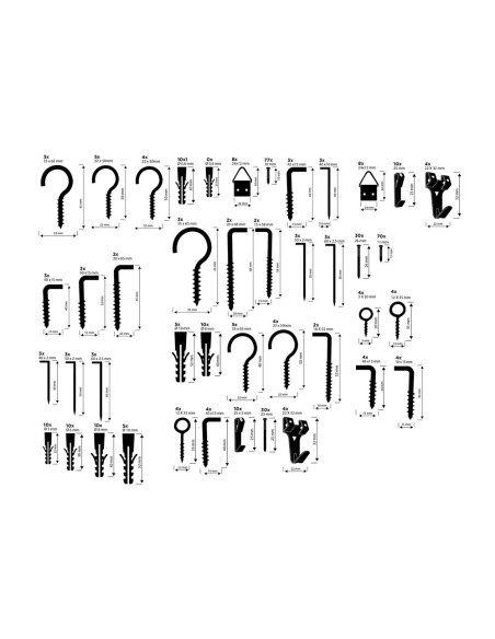 Surtido de alcayatas/hembrillas/ganchos y colgadores para cuadros 198 piezas st/pl black+decker