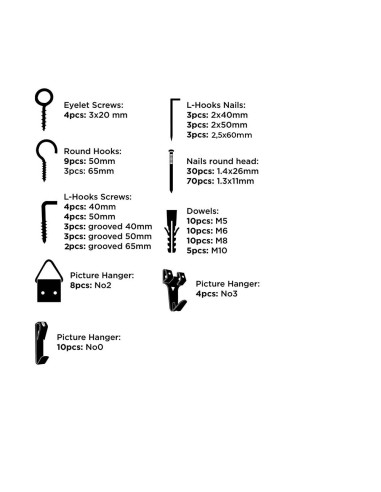 Surtido de alcayatas/hembrillas/ganchos y...