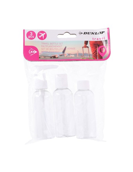 Pack recipientes para equipaje de cabina avión 3 piezas 3 x 80 ml dunlop travel