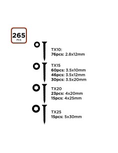 Surtido de tornillos torx 265 piezas black+decker 2