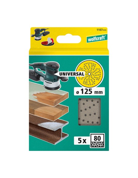 Disco de lijar multiorificio para lijadora excéntrica, ø 125mm, grano 80 1107000 wolfcraft