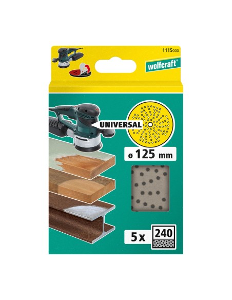 Disco de lijar multiorificio para lijadora excéntrica, ø 125mm, grano 240 1115000 wolfcraft