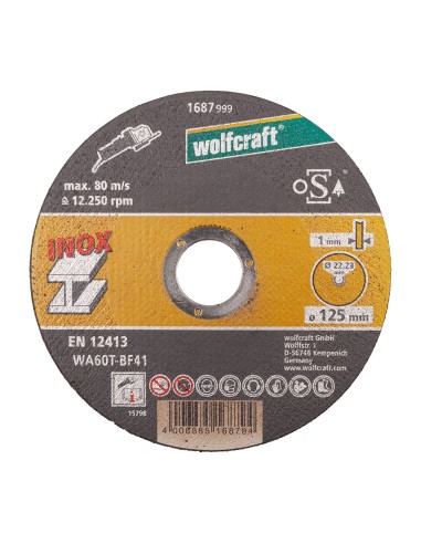 Disco corte inox ø125 x 1.0 x 22.2mm caja 10 unid 8463000 wolfcraft