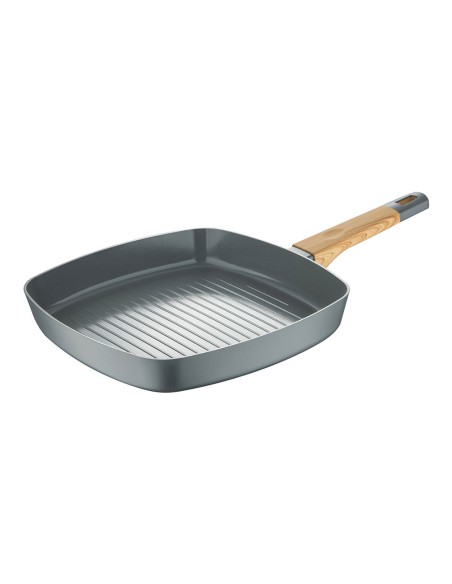 Sarten asador de aluminio prensado ind earth grey 28 x 28 cm