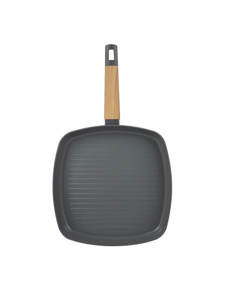 Sarten asador de aluminio prensado ind earth grey 28 x 28 cm