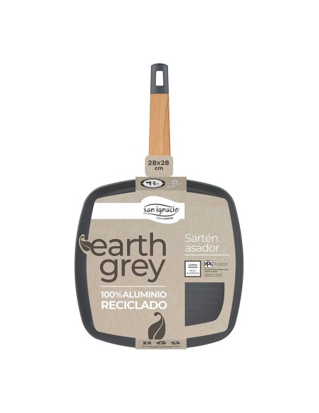 Sarten asador de aluminio prensado ind earth grey 28 x 28 cm