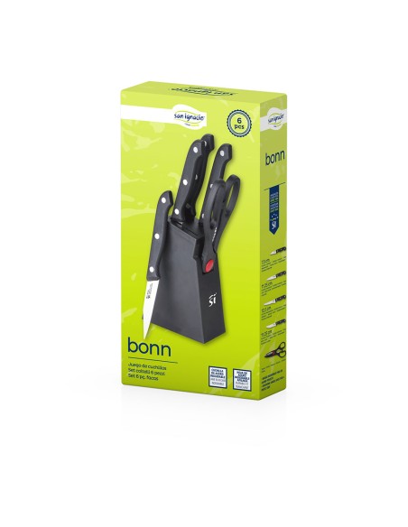 Juego de cuchillos 6 piezas + tacoma acero inox