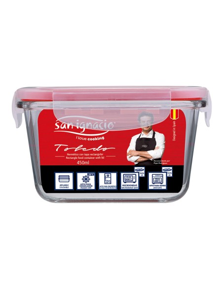 Fiambrera hermética cristal toledo 450 ml