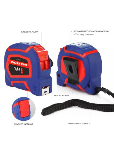 Flexómetro 3m x 16mm. workpro