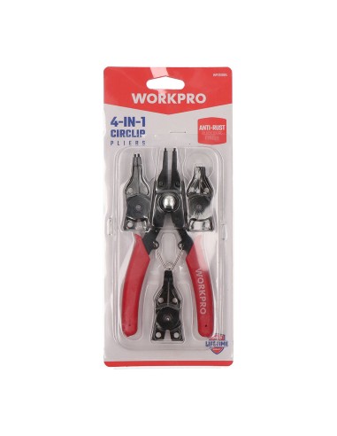 Alicates arandelas circlip 4-en-1, 155 mm