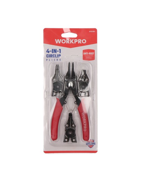 Alicates arandelas circlip 4-en-1, 155 mm