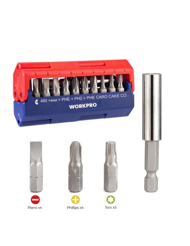 Puntas destornillador, juego 13 piezas...