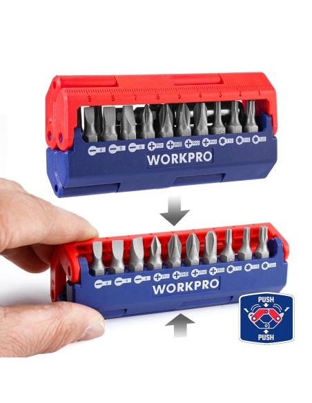 Puntas destornillador, juego 13 piezas (métrico). workpro