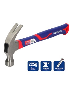 Martillo de carpintero de 225g con mango de fibra de vidrio. workpro 2