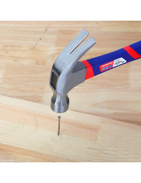 Martillo de carpintero de 225g con mango de fibra de vidrio. workpro