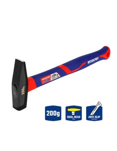 Martillo de maquinista de 200g con mango de fibra de vidrio. workpro 2