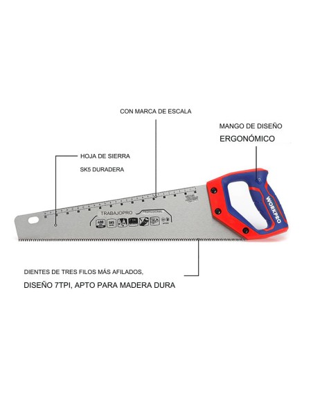 Serrucho universal 40cm. workpro