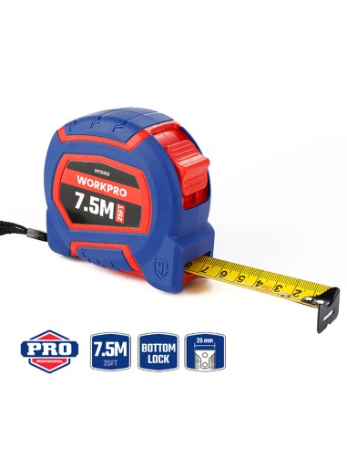 Flexómetro 7,5m x 25mm. workpro