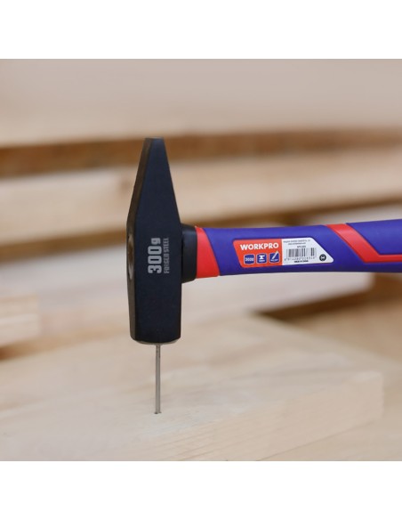 Martillo de maquinista de 300g con mango de fibra de vidrio. workpro
