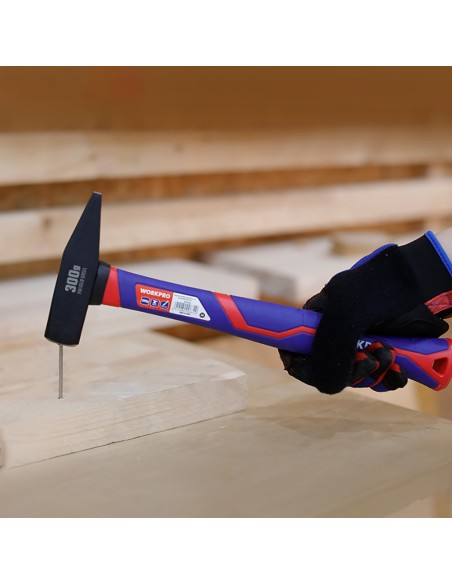 Martillo de maquinista de 300g con mango de fibra de vidrio. workpro