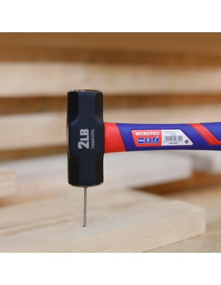 Martillo de cantero de 1000g con mango de fibra de vidrio. workpro