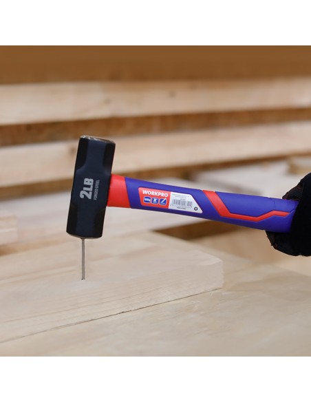 Martillo de cantero de 1000g con mango de fibra de vidrio. workpro