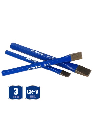 Cortafríos, juego 3 piezas. workpro