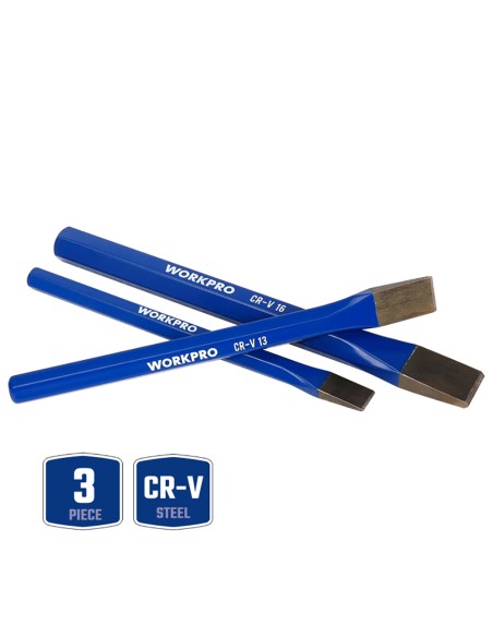 Cortafríos, juego 3 piezas. workpro